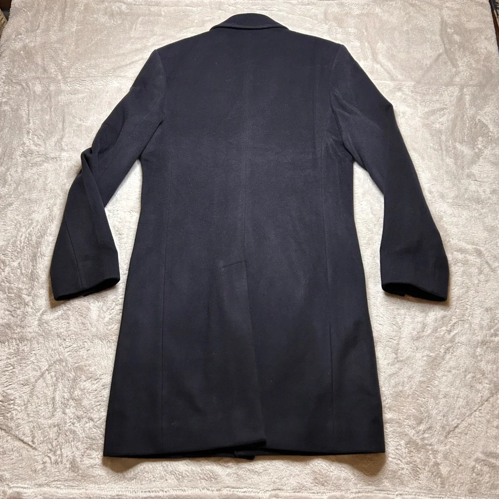 J. Crew Ludlow‎ Topcoat Overcoat Mens Size 36R Cashmere Wool Blend Blue Italy